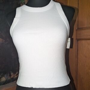Aerie White Ribbed Tank Top
